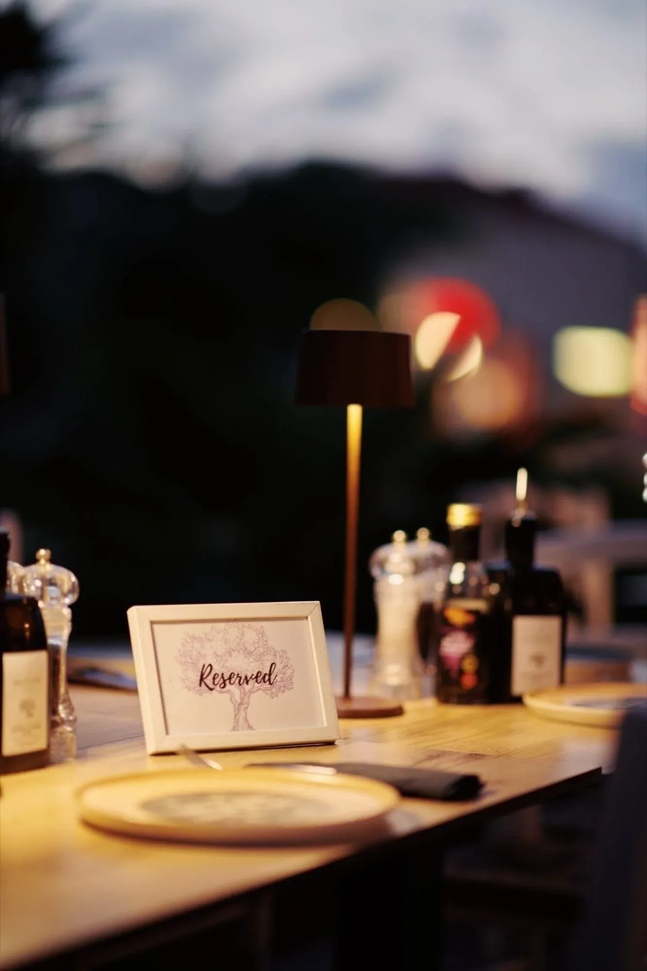 Reserved table at night